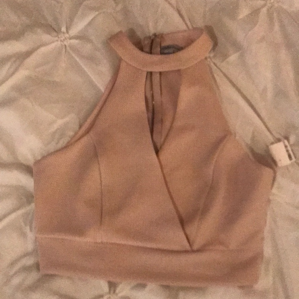Crop top with full back zip and front cut out